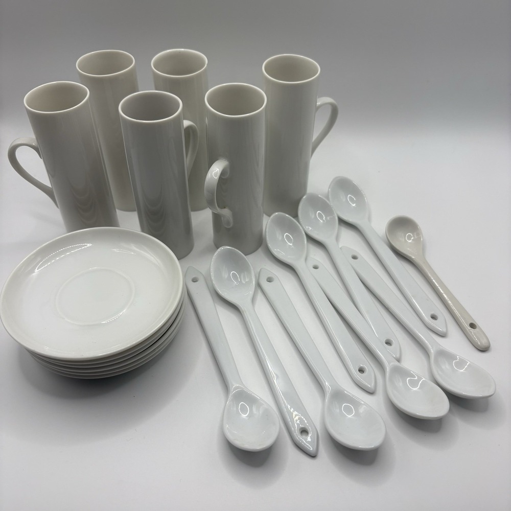 MCM Lagardo Tackett Schmid 60 Porcelain Espresso Demitasse Cups Saucers Spoons
